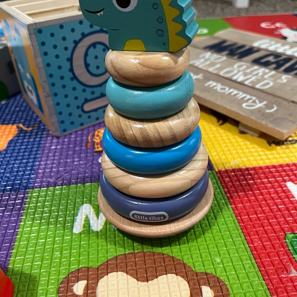 Dinosaur Stacking Toy - Blue and Natural